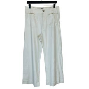 Maeve by Anthropologie The Colette Linen Blend Crop Wide-Leg Pants Chalk White S